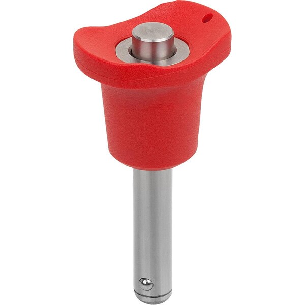 Ball Lock Pin W Mushroom Grip, D1=10, L=20, L1=8, 9, L5=28, 9, Stainless 1.4542, High Shear Strength,